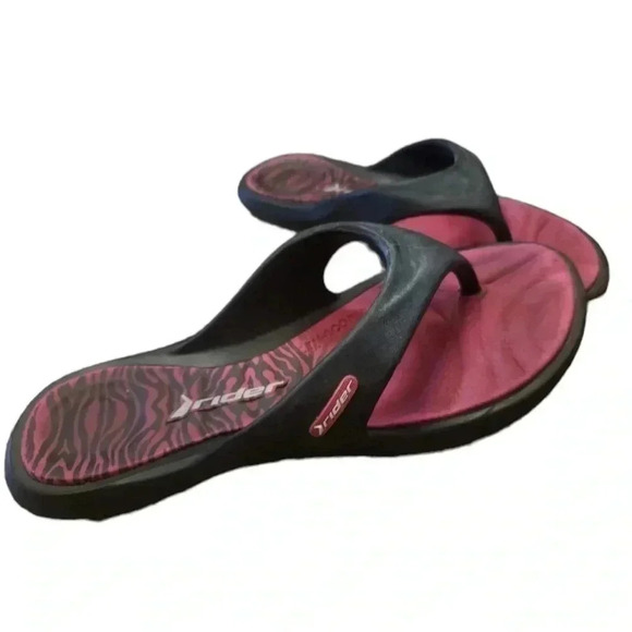 Rider Pink & Black Thong Sandal Size 36/6 - Picture 2 of 10